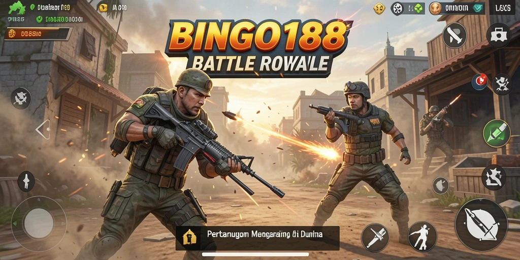 Screenshot BINGO188 menampilkan aksi pertempuran seru dalam permainan Battle Royale.