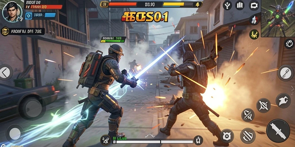 Screenshot utama BOS01 menampilkan aksi seru dalam permainan TPS.