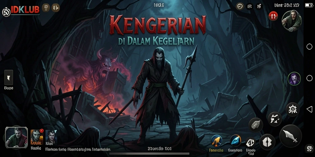 Screenshot gameplay IDKLUB menunjukkan suasana menyeramkan dan menegangkan.