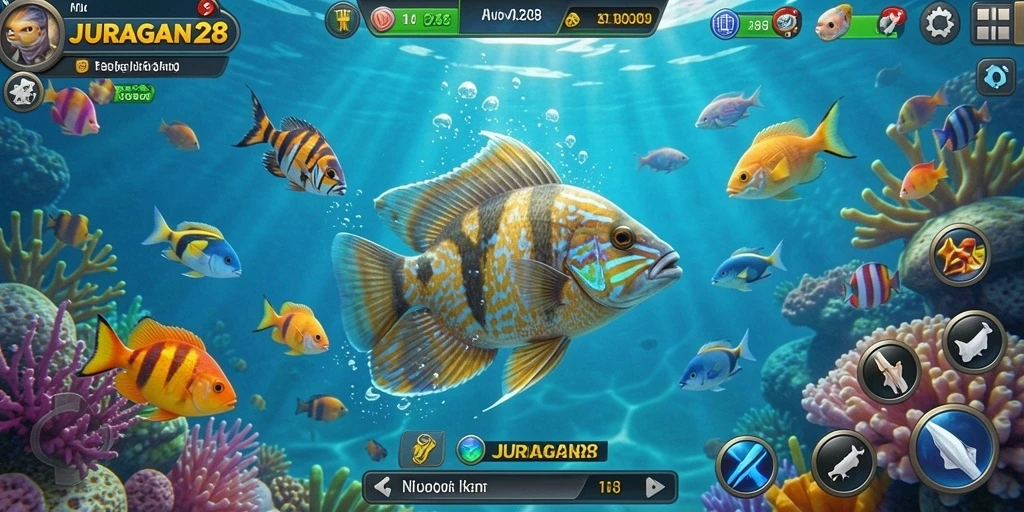 Tampilkan aksi seru dalam gameplay Tembak Ikan di JURAGAN28.