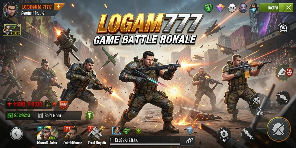 Gambaran gameplay LOGAM777 yang menegangkan dalam pertempuran Battle Royale.