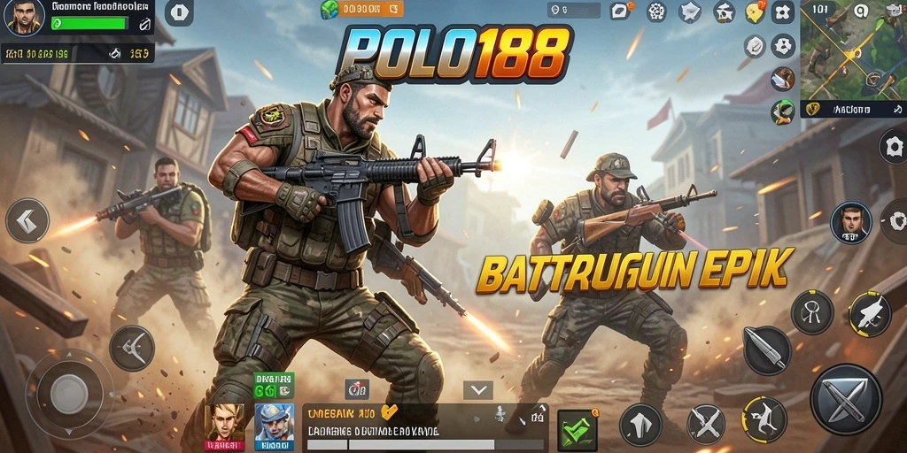 Screenshot menampilkan aksi seru gameplay Battle Royale POLO188.
