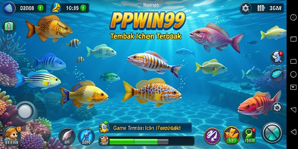 Screenshot gameplay Tembak Ikan yang seru dan penuh warna.