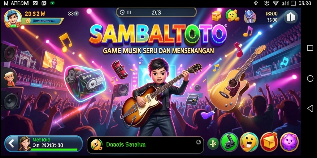 Tampilan gameplay SAMBALTOTO dengan berbagai elemen musik.