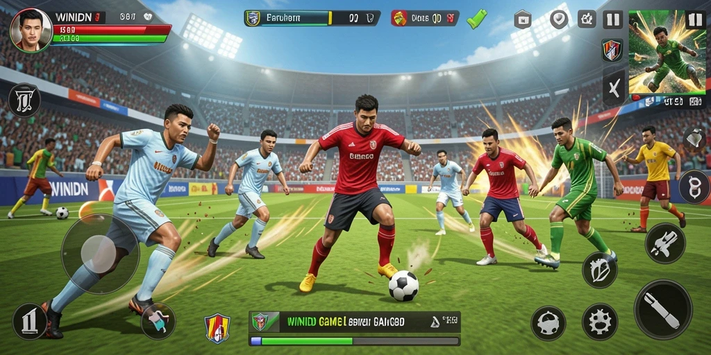 Tampilan gameplay menarik dari WINIDN yang menampilkan aksi olahraga.